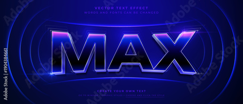 Futuristic 3D blue and purple MAX text effect on dark background