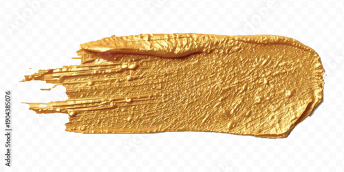 realistic 3d smooth glossy gold paint or lipstick swatch smear smudge in different style isolated on transparent background	
