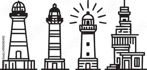 Lighthouse vector illustration: nautical, coastal, and maritime design elements eps silhouette