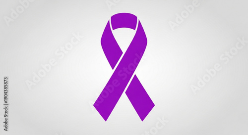Purple awareness ribbon on gray background for support and cause symbol
