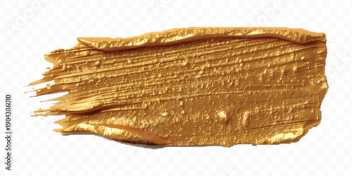 realistic 3d smooth glossy gold paint or lipstick swatch smear smudge in different style isolated on transparent background	
