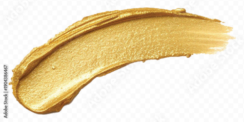 realistic 3d smooth glossy gold paint or lipstick swatch smear smudge in different style isolated on transparent background	
