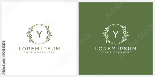 Initial letter y flower for beauty natural cosmetic skin care logo design