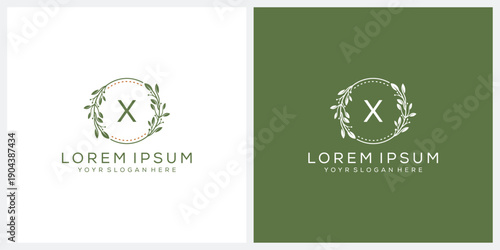 Initial letter x flower for beauty natural cosmetic skin care logo design