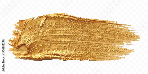realistic 3d smooth glossy gold paint or lipstick swatch smear smudge in different style isolated on transparent background	
