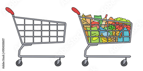 Shopping cart isolated graphic color sketch illustration vector