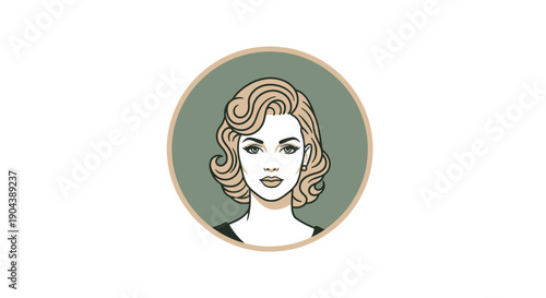 Elegant Woman with Wavy Hair in a Retro Style Portrait.