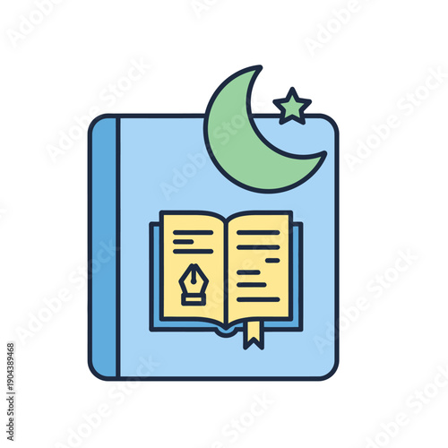 Illustration of Quran on a Book.