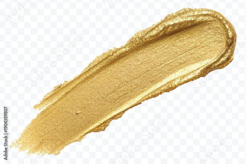 realistic 3d smooth glossy gold paint or lipstick swatch smear smudge in different style isolated on transparent background	
