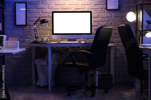 Blank computer monitor with...