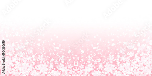 Editable vector cherry blossom petals on pink gradient background with sparkles
