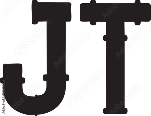 Jt plumbing pipe logo vector - black silhouette illustration eps