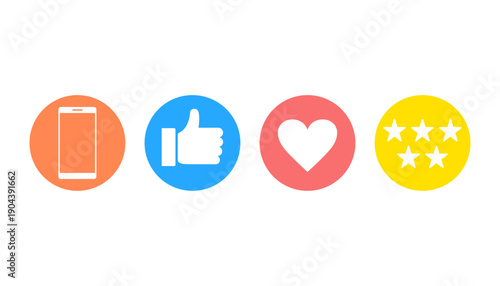 オンライン上で高評価をイメージしたアイコンセット