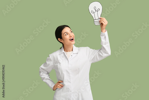 Female inventor with paper ...