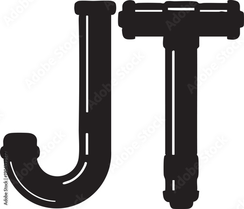 Jt plumbing pipes logo vector illustration - plumbing services design eps silhouette