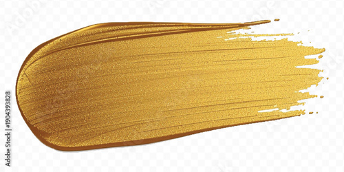 realistic 3d smooth glossy gold paint or lipstick swatch smear smudge in different style isolated on transparent background	
