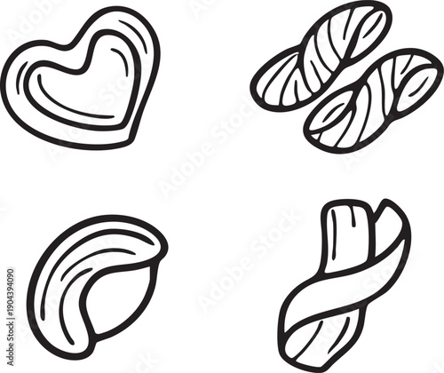 Chocolate candy vector illustration: heart, peanut butter cup, and ribbon designs eps silhouette