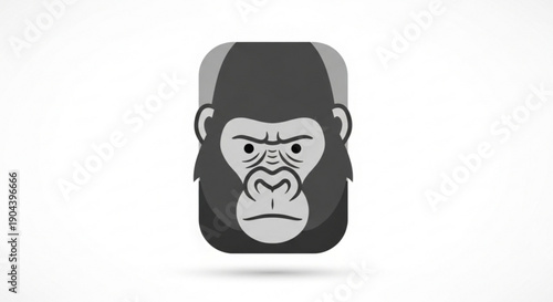 Angry gorilla face icon in black and gray tones expressing frustration on a white background