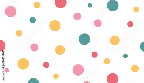 Random colorful polka dots colorful dots pink yellow isolated on a transparent background
