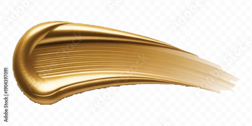 realistic 3d smooth glossy gold paint or lipstick swatch smear smudge in different style isolated on transparent background	
