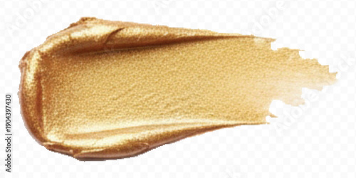 realistic 3d smooth glossy gold paint or lipstick swatch smear smudge in different style isolated on transparent background	
