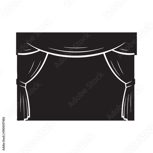 Stage curtains illustration silhouette theater drapery scenery backdrop performance background opera house presentation layout classic cinema screen frame show time event spotlight assembly design