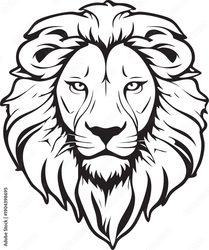 Fototapeta premium Lion Tête calme - Silhouette 