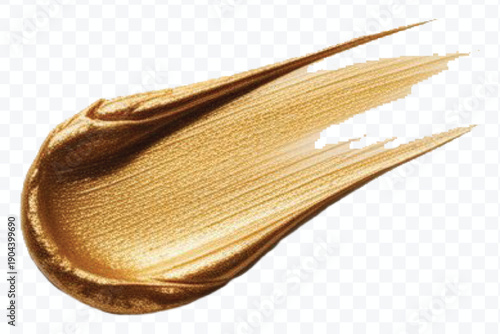 realistic 3d smooth glossy gold paint or lipstick swatch smear smudge in different style isolated on transparent background	
