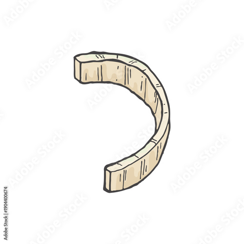 Slice of onion. Sketch. Doodle. Fresh, organic vegetables. Healthy food. Herbs, fragrant spices. Vector illustration isolated on white background.