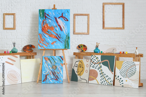 Interior of artist's worksh...