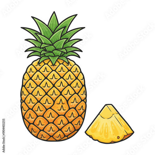 yellow pineapple ripe on white background