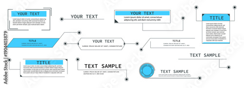 Title text box, callout frame set. Hud line border. Titles banner, futuristic callouts template. pop-up or description boxes, speech bubbles.