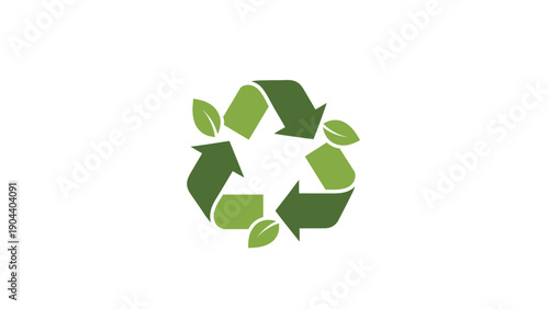 Green recycling symbol with leaves.