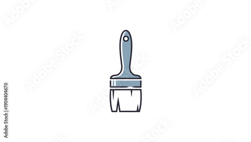 Paintbrush with blue handle and bristles.