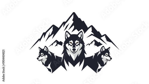 Husky Dogs in Mountains.