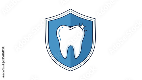 Dental Tooth Shield Icon Logo.