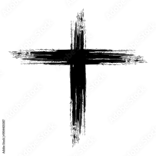 Black blotted cross. Vector illustration. EPS 10