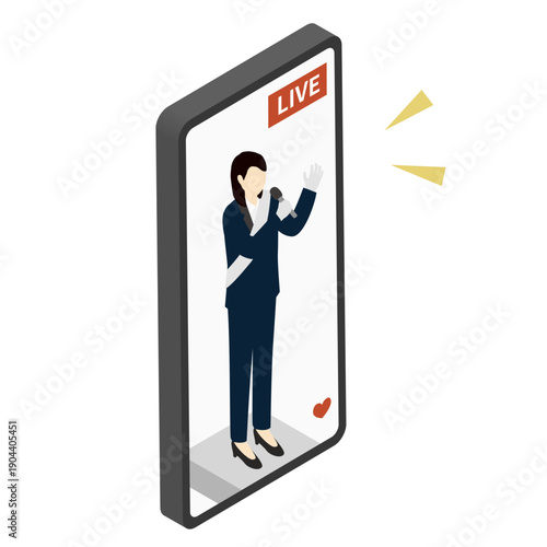 Female election candidate giving online campaign speech illustration