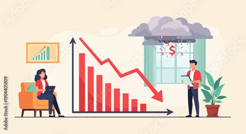 Downturn visualized people react to financial crisis with worry