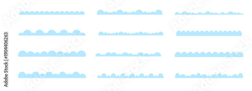 Scalloped border fluffy scalloped edge set. lace border, textile frill stripe. Cutout wavy decoration line frame collection