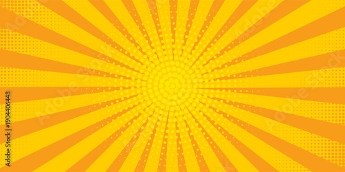 Pop art yellow comic book cartoon magazine cover. Cartoon cute retro Strip pattern mock up. Vector halftone illustration. Vintage background for comic superhero text, speech bubble, message.