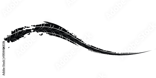 Tire track. Car, bike, motorcycle tyre mark with grunge effect isolated on white background. Wheel footprint on the road. Top view of rubber protector mark