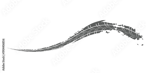 Tire track. Car, bike, motorcycle tyre mark with grunge effect isolated on white background. Wheel footprint on the road. Top view of rubber protector mark