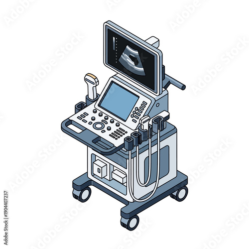 Modern Medical Ultrasound Machine for Diagnostic Imaging.