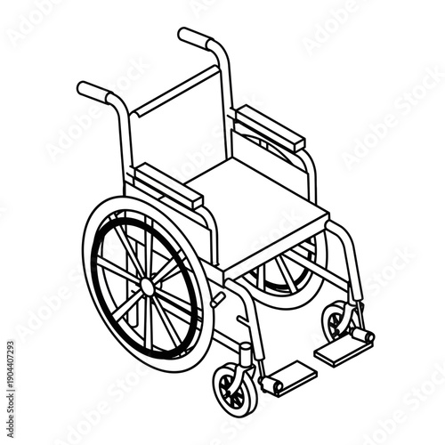 Wheelchair line art drawing for medical and accessibility needs.