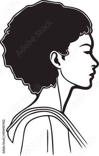 Femme coiffure afro de profile - Silhouette Lignes