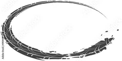 Tire track. Car, bike, motorcycle tyre mark with grunge effect isolated on white background. Wheel footprint on the road.