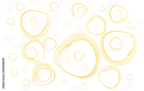 Round yellow irregular ornaments on a transparent background. Abstract decorative png  pattern