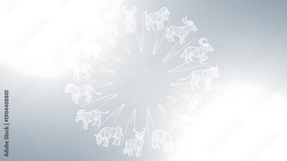 Naklejka premium Zodiac animals in circular arrangement isolated on a transparent background