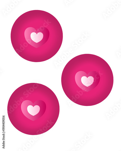 cute hearts within a large circle the dominant color is shade of pink and magenta with gradient effect, this element is made or celebrating valentine's day, love button, heart circle, 14 february